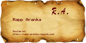 Rapp Aranka névjegykártya