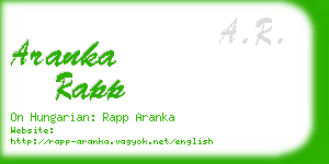 aranka rapp business card